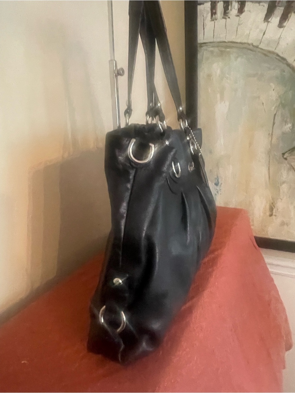 Coach Ashley Black Leather Convertible Satchel - Picture 3 of 12